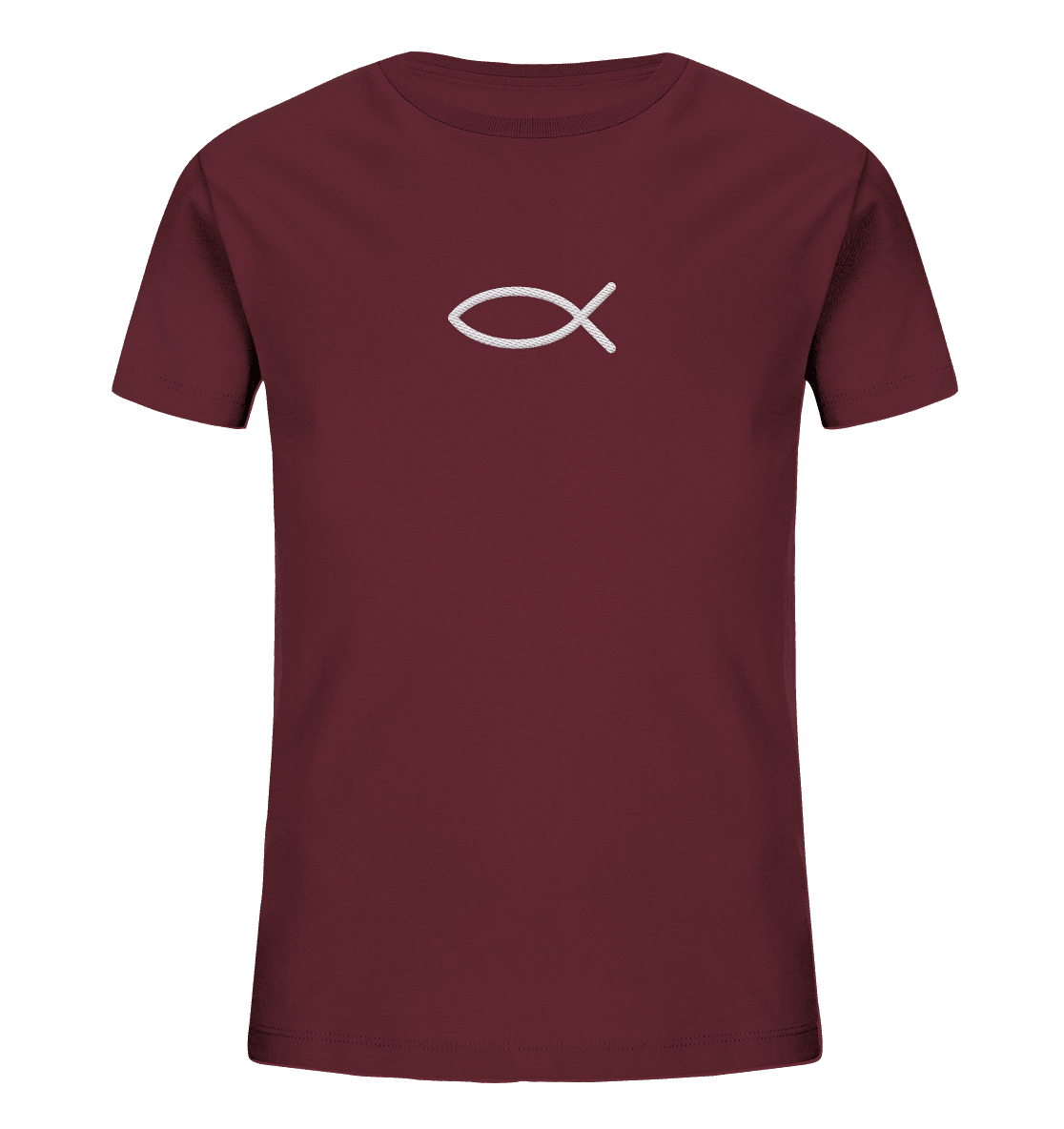 Der Ichthys – Ein zeitloses Zeichen (Stick) | Christliche Kleidung - Kids Organic Shirt (Stick) - Kids & Babys - Burgundy - GfoitMa