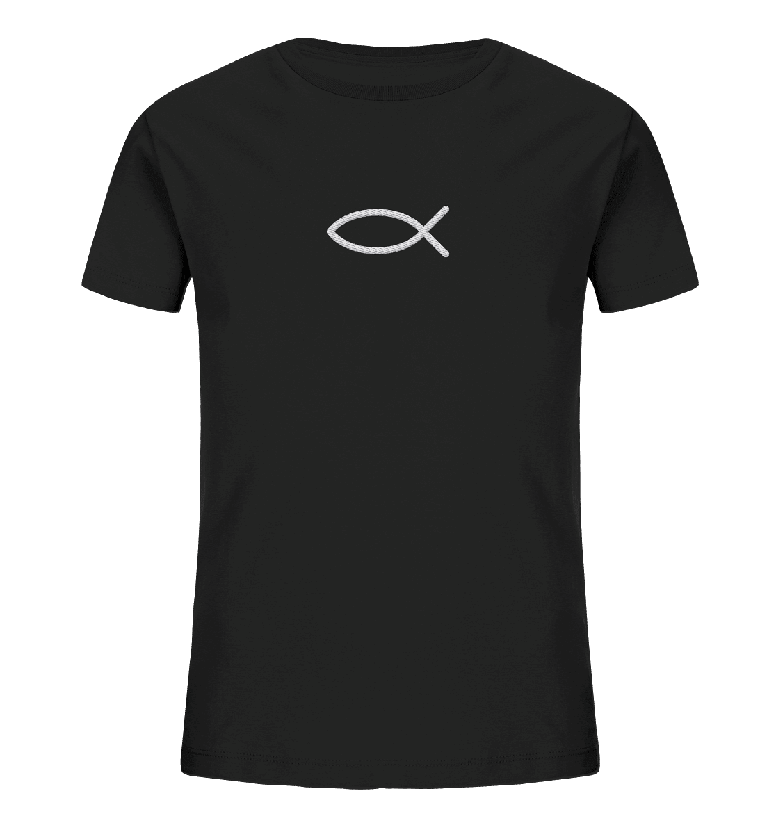 Der Ichthys – Ein zeitloses Zeichen (Stick) | Christliche Kleidung - Kids Organic Shirt (Stick) - Kids & Babys - Black - GfoitMa