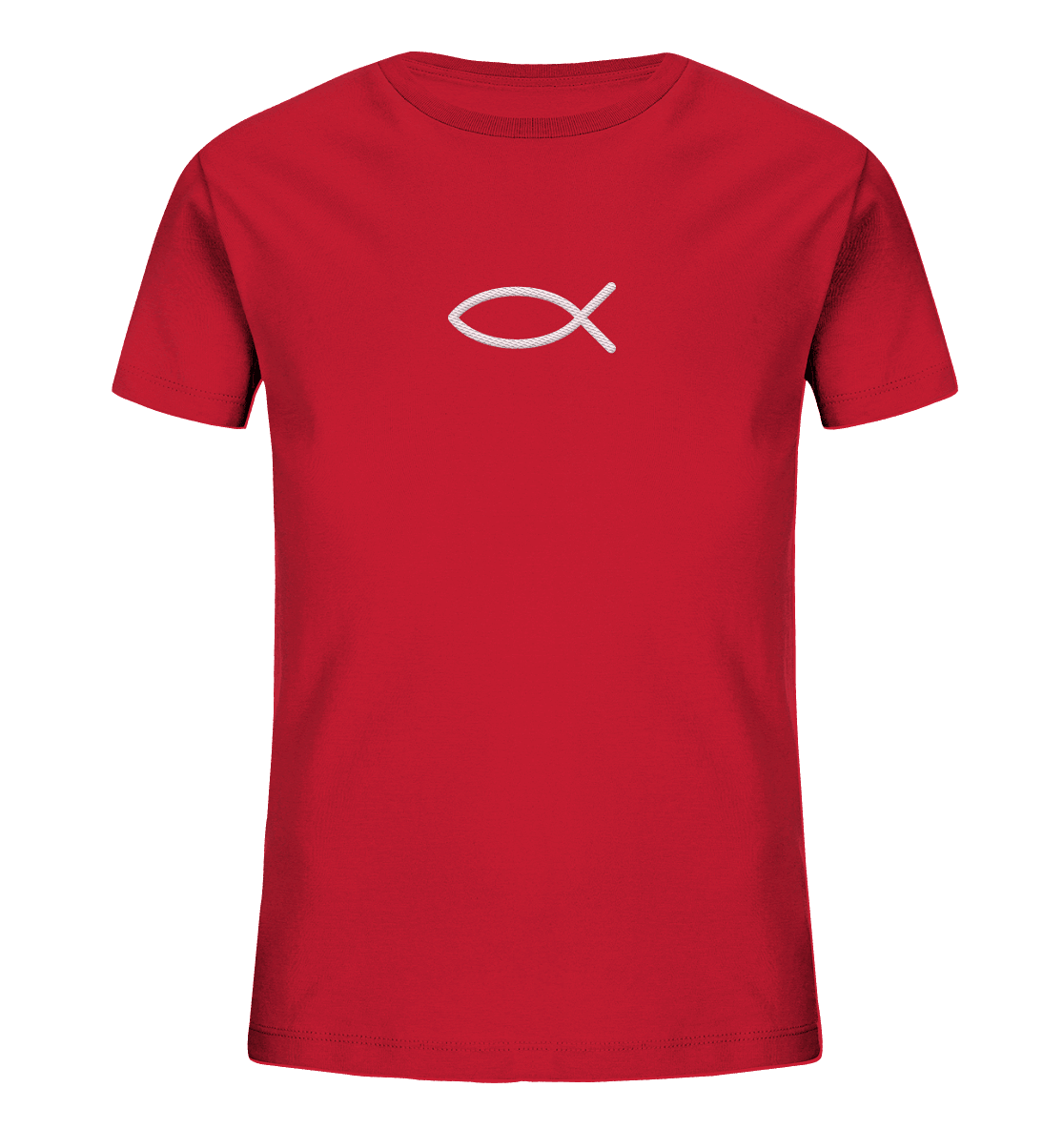 Der Ichthys – Ein zeitloses Zeichen (Stick) | Christliche Kleidung - Kids Organic Shirt (Stick) - Kids & Babys - Red - GfoitMa