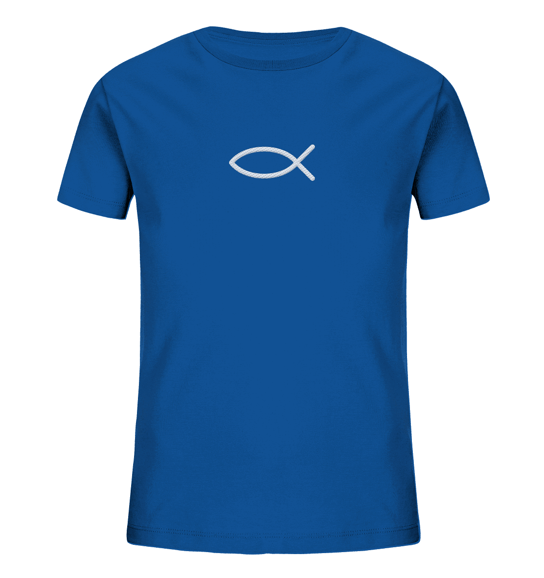 Der Ichthys – Ein zeitloses Zeichen (Stick) | Christliche Kleidung - Kids Organic Shirt (Stick) - Kids & Babys - Royal Blue - GfoitMa