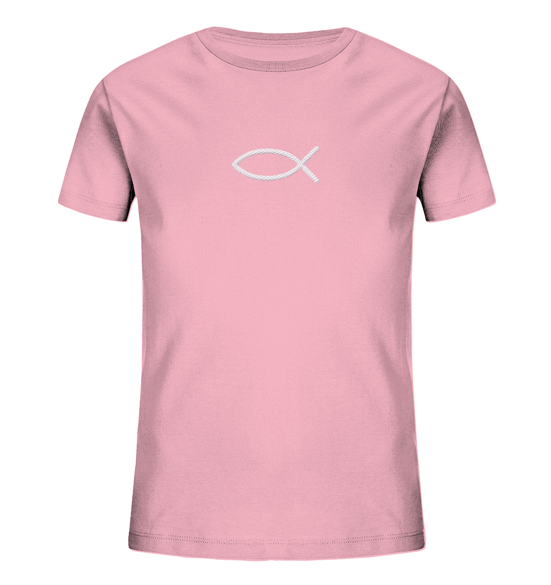 Der Ichthys – Ein zeitloses Zeichen (Stick) | Christliche Kleidung - Kids Organic Shirt (Stick) - Kids & Babys - Cotton Pink - GfoitMa
