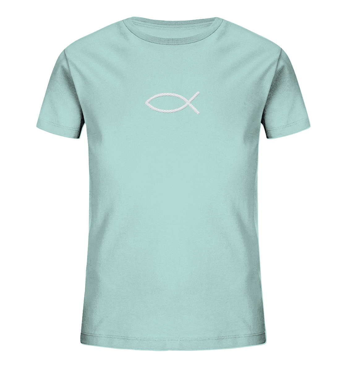 Der Ichthys – Ein zeitloses Zeichen (Stick) | Christliche Kleidung - Kids Organic Shirt (Stick) - Kids & Babys - Caribbean Blue - GfoitMa