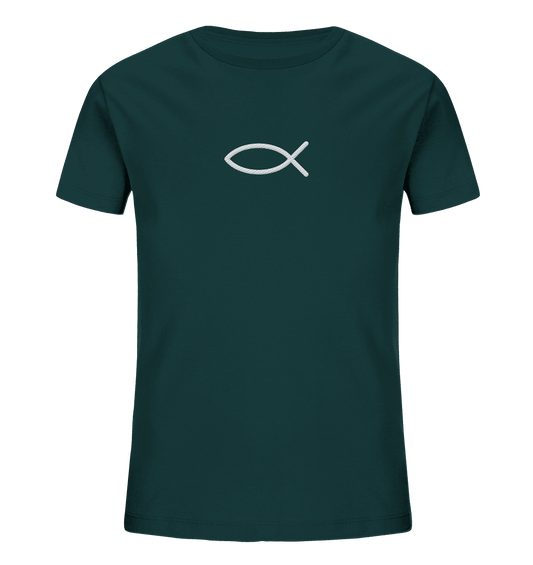 Der Ichthys – Ein zeitloses Zeichen (Stick) | Christliche Kleidung - Kids Organic Shirt (Stick) - Kids & Babys - Glazed Green - GfoitMa