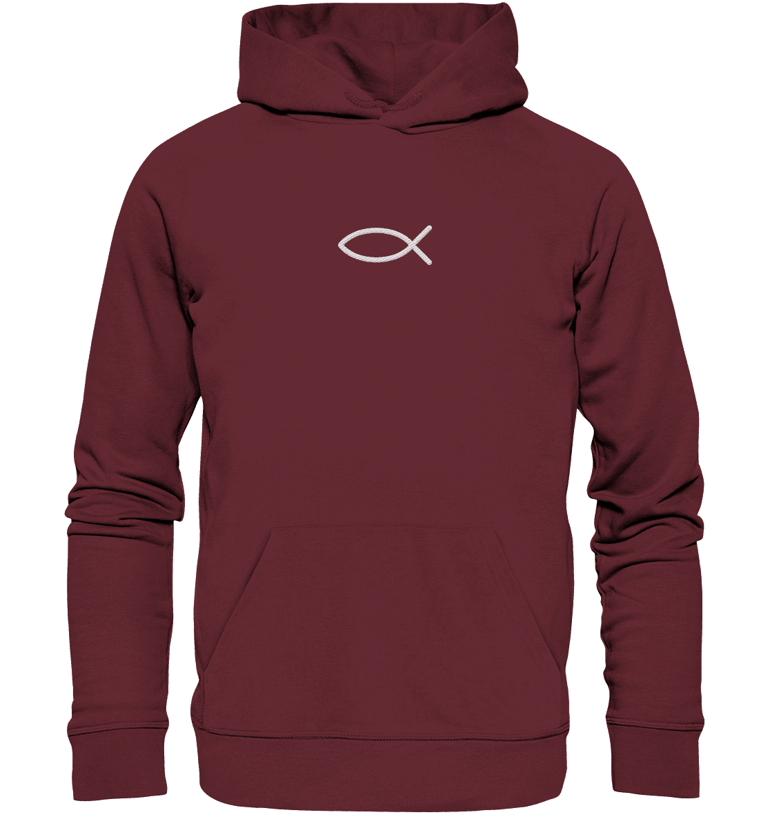 Der Ichthys – Ein zeitloses Zeichen (Stick) | Christliche Kleidung - Organic Hoodie (Stick) - Hoodies - Burgundy - GfoitMa