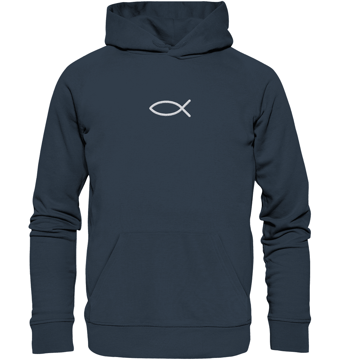 Der Ichthys – Ein zeitloses Zeichen (Stick) | Christliche Kleidung - Organic Hoodie (Stick) - Hoodies - India Ink Grey - GfoitMa