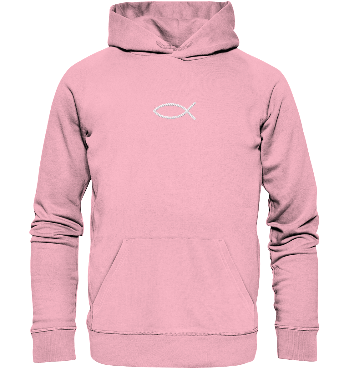Der Ichthys – Ein zeitloses Zeichen (Stick) | Christliche Kleidung - Organic Hoodie (Stick) - Hoodies - Cotton Pink - GfoitMa