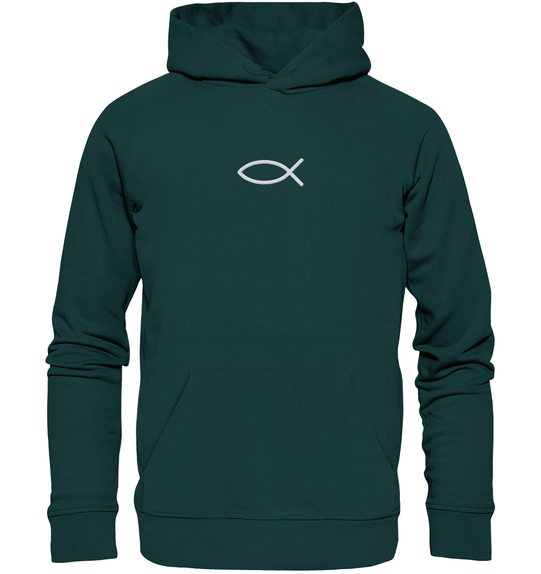 Der Ichthys – Ein zeitloses Zeichen (Stick) | Christliche Kleidung - Organic Hoodie (Stick) - Hoodies - Glazed Green - GfoitMa