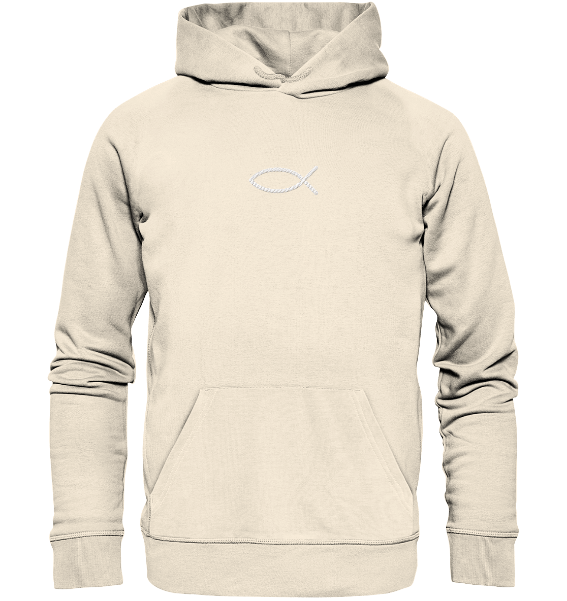 Der Ichthys – Ein zeitloses Zeichen (Stick) | Christliche Kleidung - Organic Hoodie (Stick) - Hoodies - Natural Raw - GfoitMa
