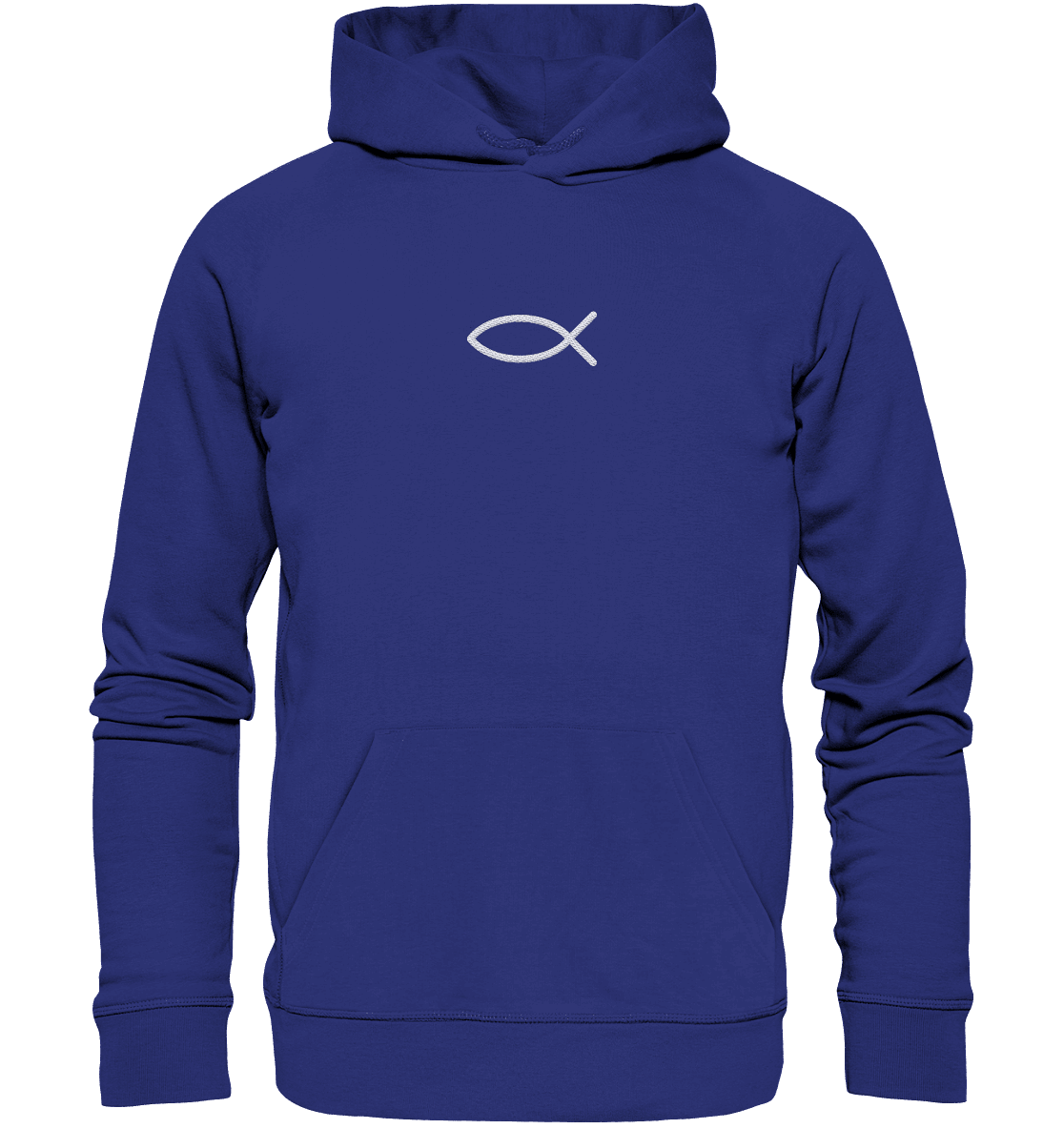 Der Ichthys – Ein zeitloses Zeichen (Stick) | Christliche Kleidung - Organic Hoodie (Stick) - Hoodies - Worker Blue - GfoitMa