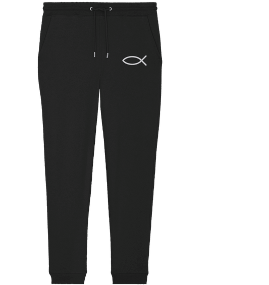 Der Ichthys – Ein zeitloses Zeichen (Stick) | Christliche Kleidung - Organic Jogger Pants (Stick) - Hosen - Black - GfoitMa