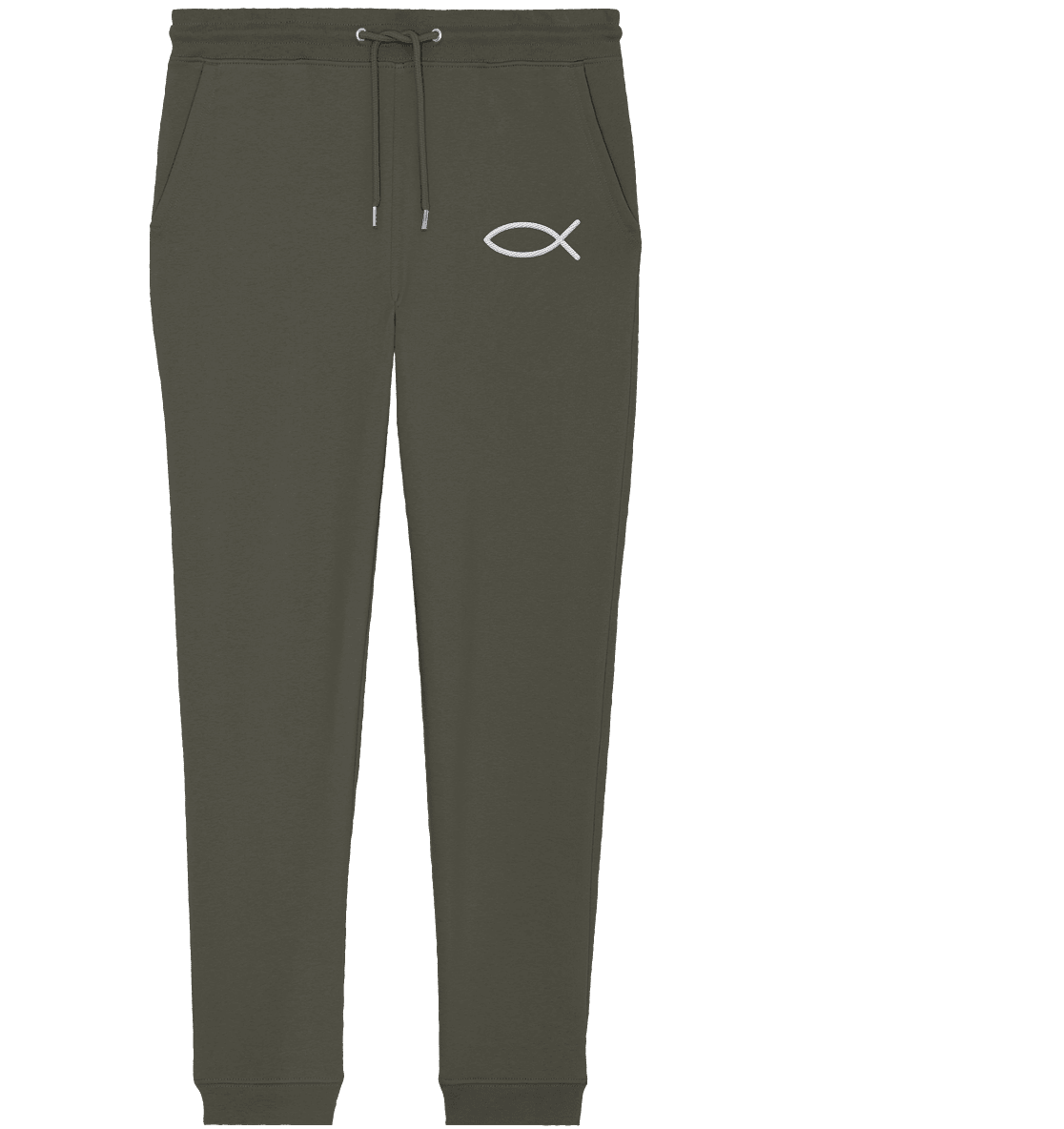 Der Ichthys – Ein zeitloses Zeichen (Stick) | Christliche Kleidung - Organic Jogger Pants (Stick) - Hosen - Khaki - GfoitMa
