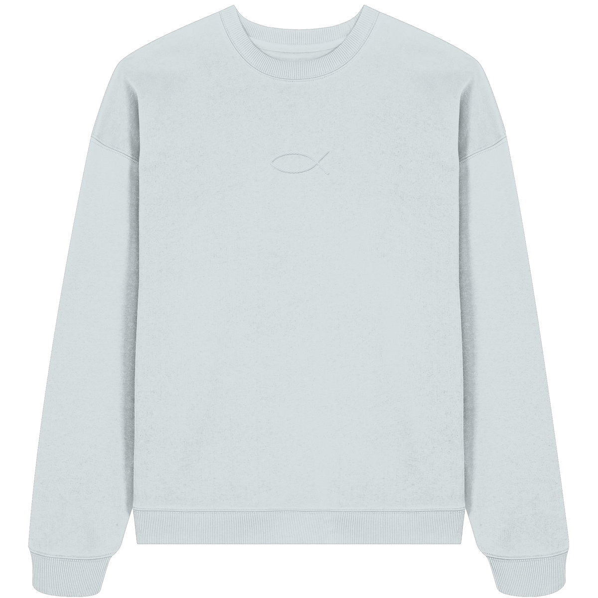 Der Ichthys – Ein zeitloses Zeichen (Stick) | Christliche Kleidung - Organic Oversize Sweatshirt (Stick) - Sweatshirts - Blue Ice - GfoitMa