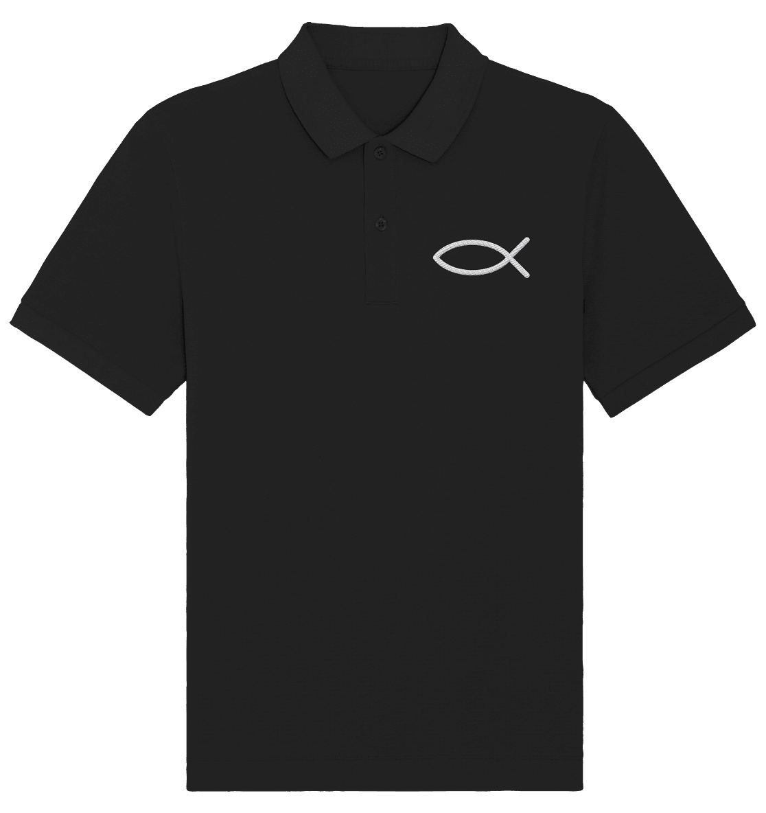 Der Ichthys – Ein zeitloses Zeichen (Stick) | Christliche Kleidung - Organic Poloshirt (Stick) - Unisex-Shirts - Black - GfoitMa