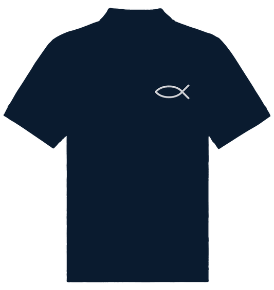 Der Ichthys – Ein zeitloses Zeichen (Stick) | Christliche Kleidung - Organic Poloshirt (Stick) - Unisex-Shirts - French Navy - GfoitMa