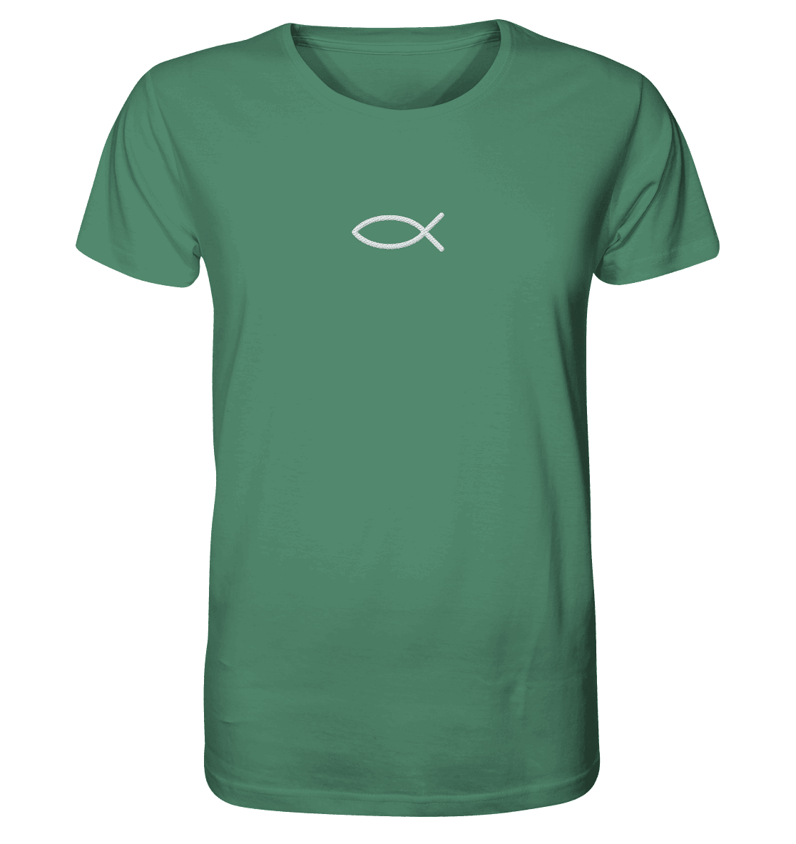 Der Ichthys – Ein zeitloses Zeichen (Stick) | Christliche Kleidung - Organic Shirt (Stick) - Unisex-Shirts - Green Bay - GfoitMa