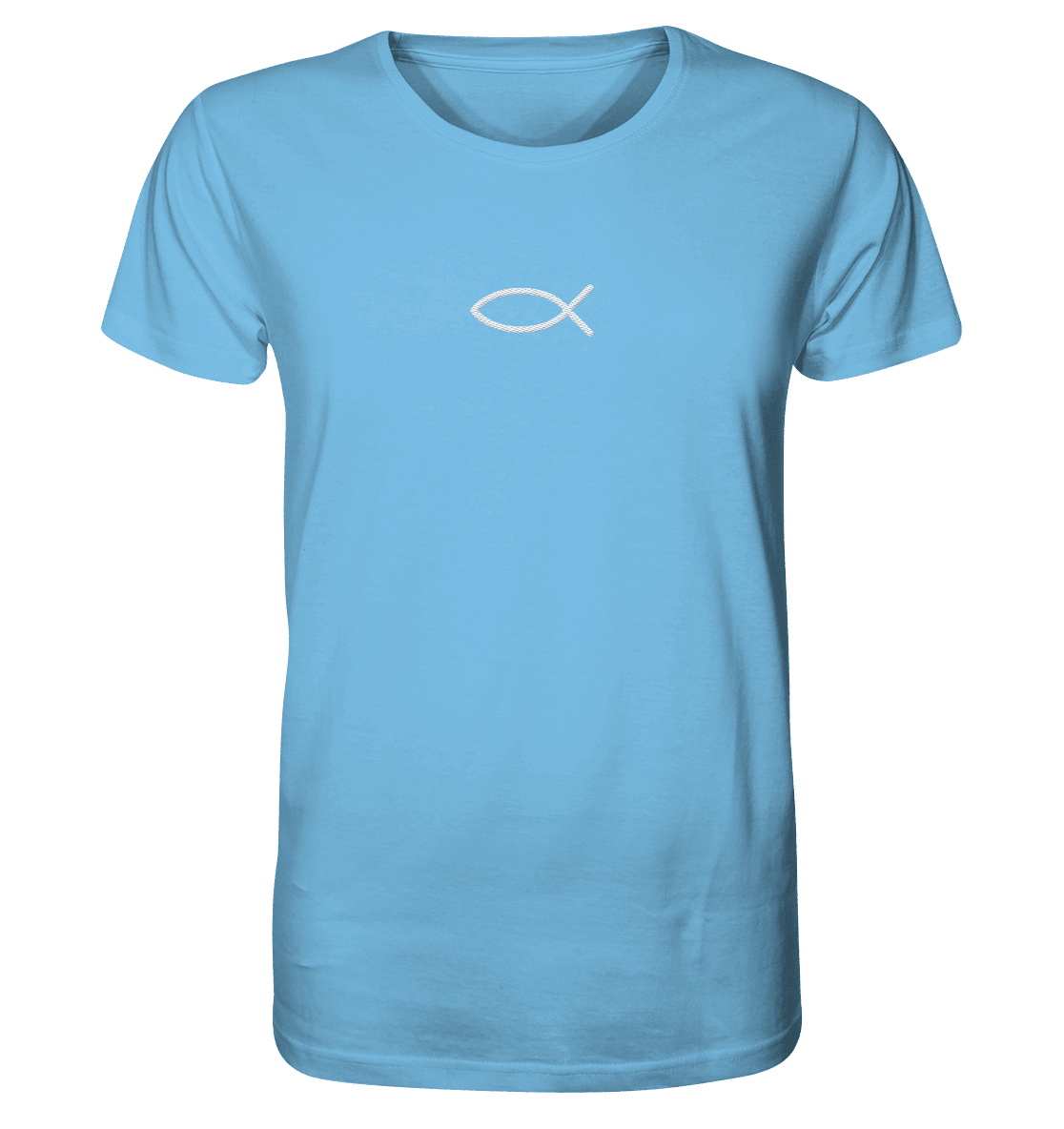 Der Ichthys – Ein zeitloses Zeichen (Stick) | Christliche Kleidung - Organic Shirt (Stick) - Unisex-Shirts - Aqua Blue - GfoitMa
