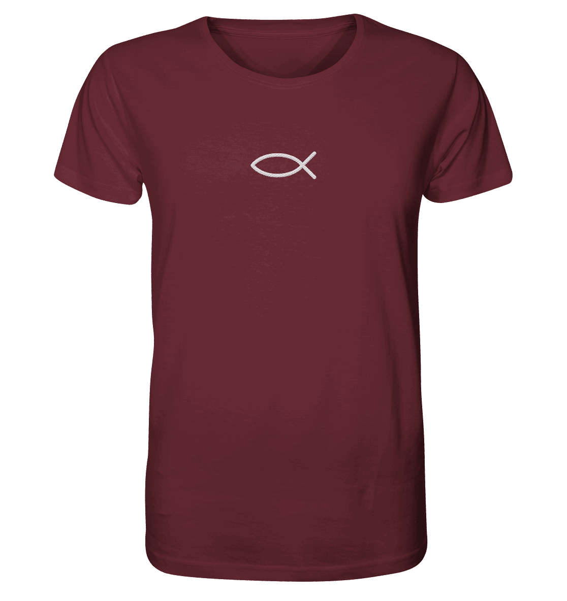 Der Ichthys – Ein zeitloses Zeichen (Stick) | Christliche Kleidung - Organic Shirt (Stick) - Unisex-Shirts - Burgundy - GfoitMa