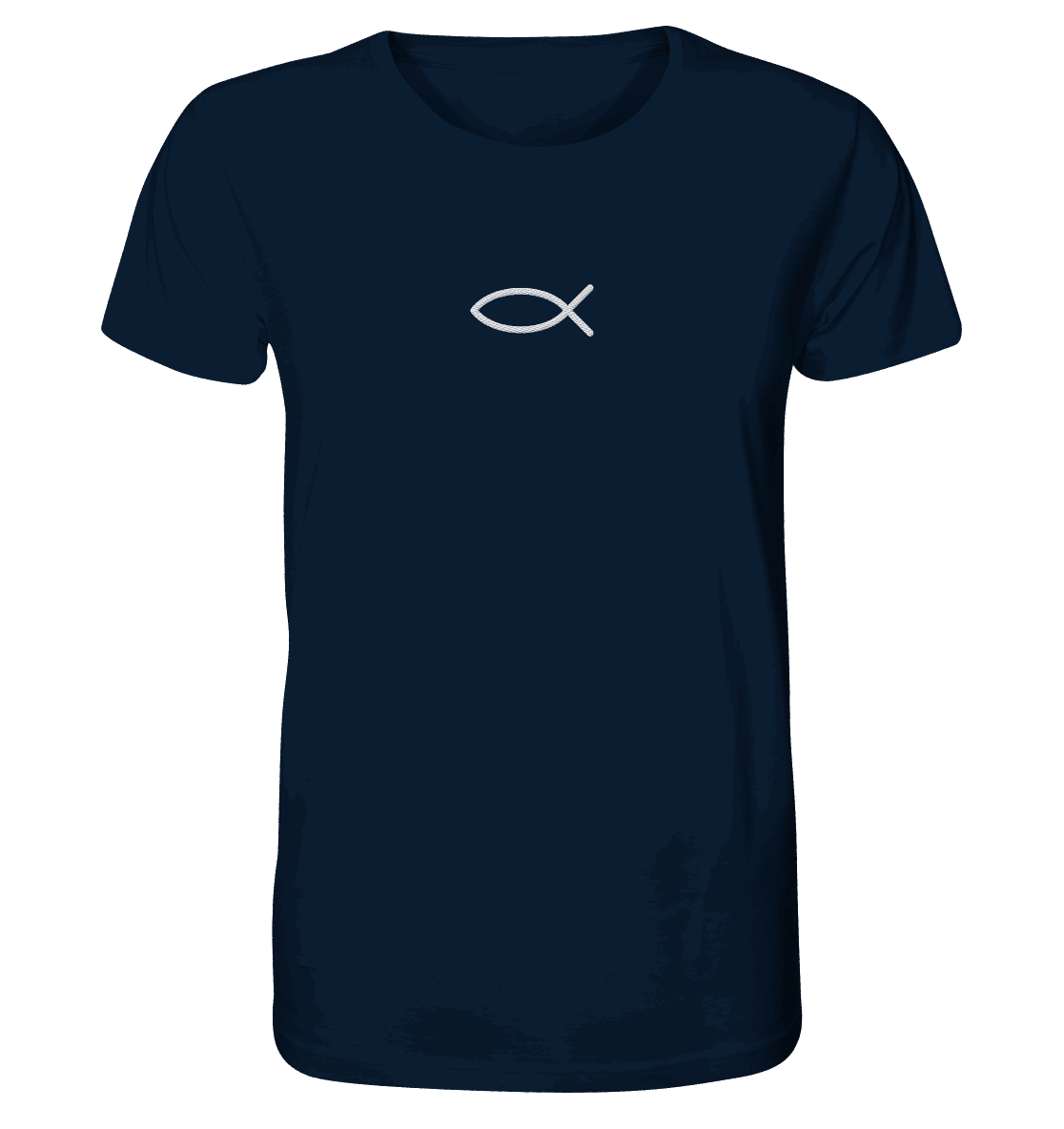 Der Ichthys – Ein zeitloses Zeichen (Stick) | Christliche Kleidung - Organic Shirt (Stick) - Unisex-Shirts - French Navy - GfoitMa