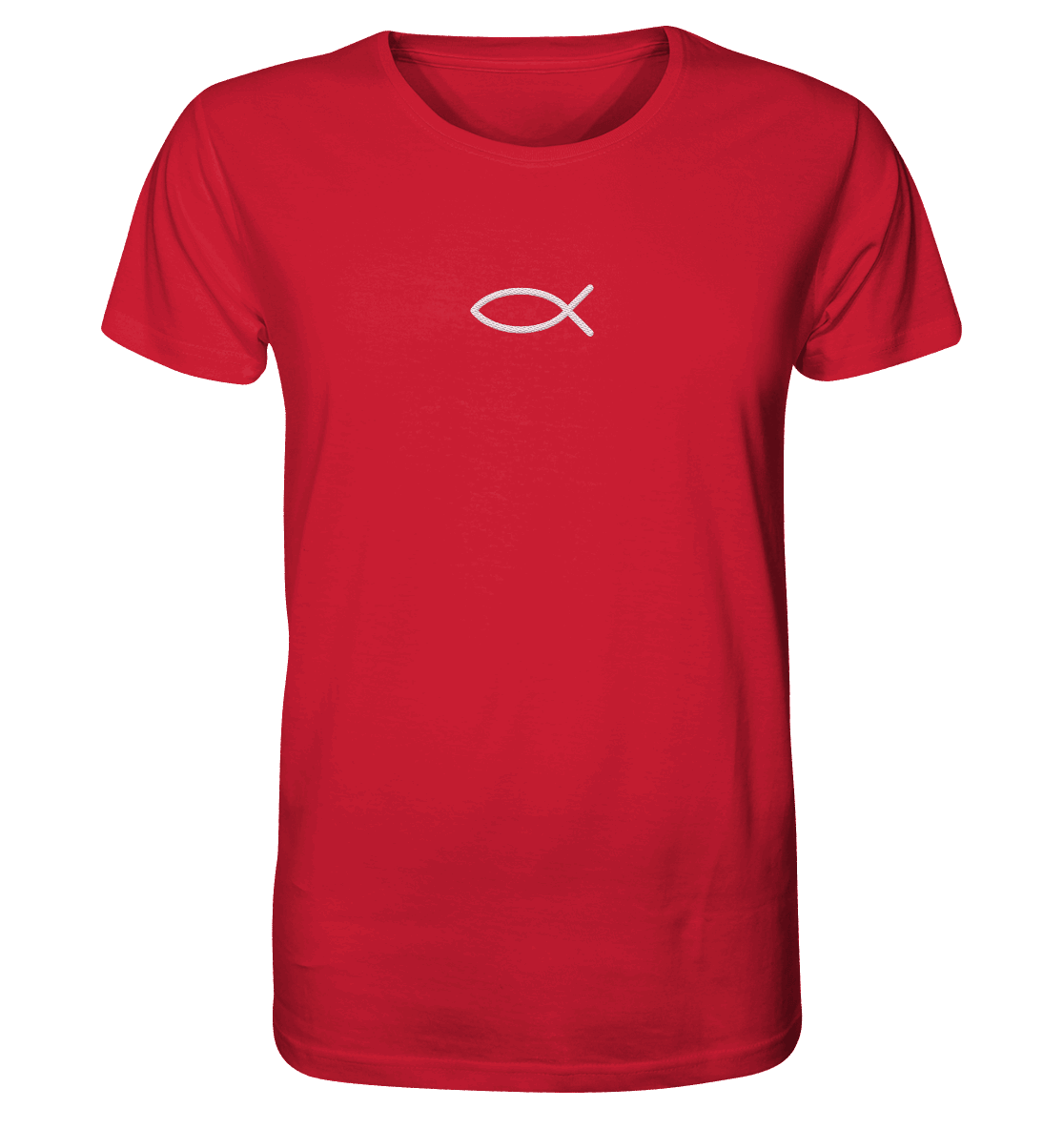 Der Ichthys – Ein zeitloses Zeichen (Stick) | Christliche Kleidung - Organic Shirt (Stick) - Unisex-Shirts - Red - GfoitMa
