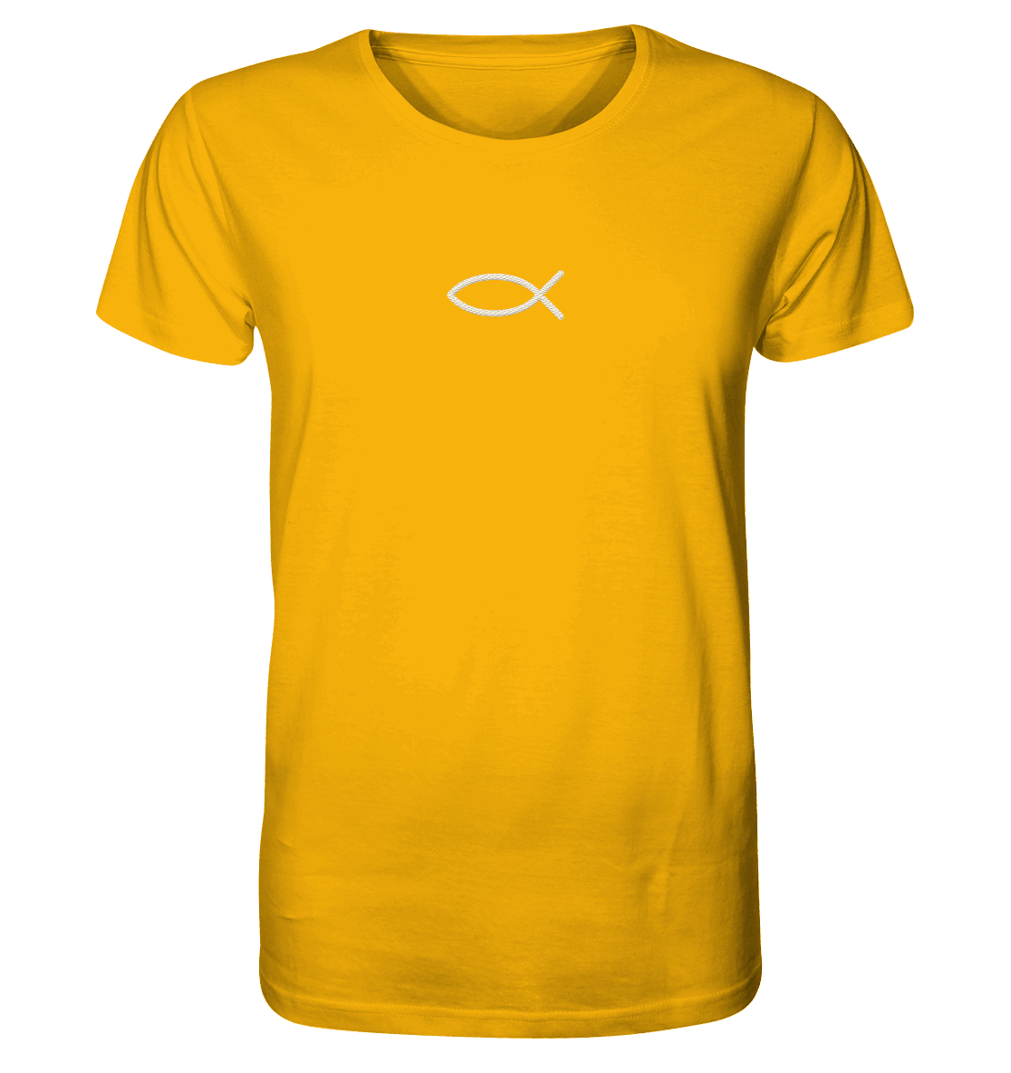 Der Ichthys – Ein zeitloses Zeichen (Stick) | Christliche Kleidung - Organic Shirt (Stick) - Unisex-Shirts - Spectra Yellow - GfoitMa