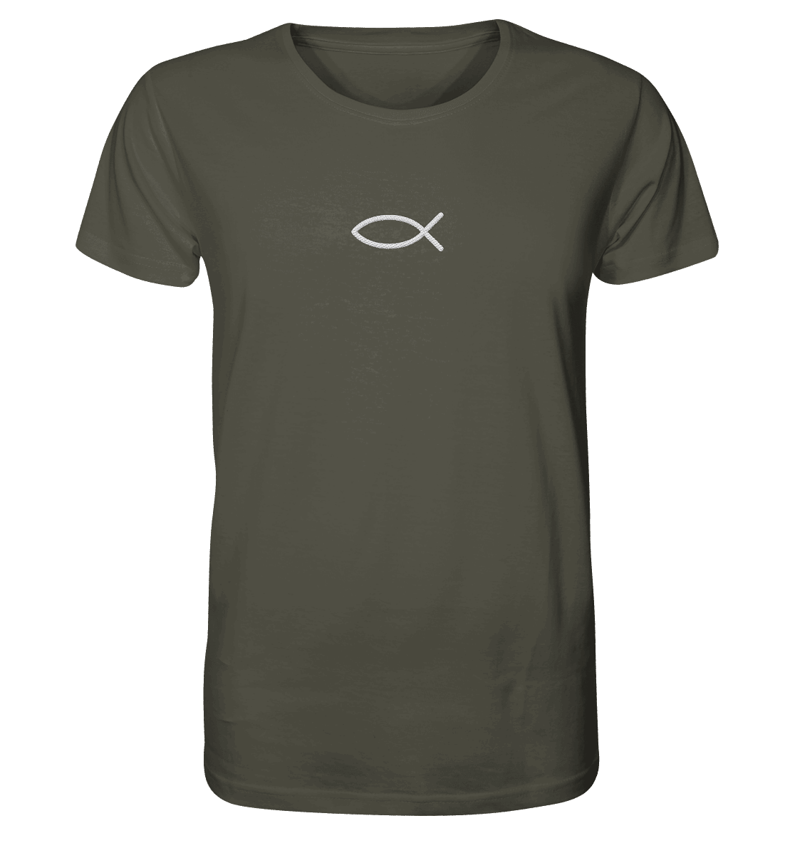 Der Ichthys – Ein zeitloses Zeichen (Stick) | Christliche Kleidung - Organic Shirt (Stick) - Unisex-Shirts - Khaki - GfoitMa
