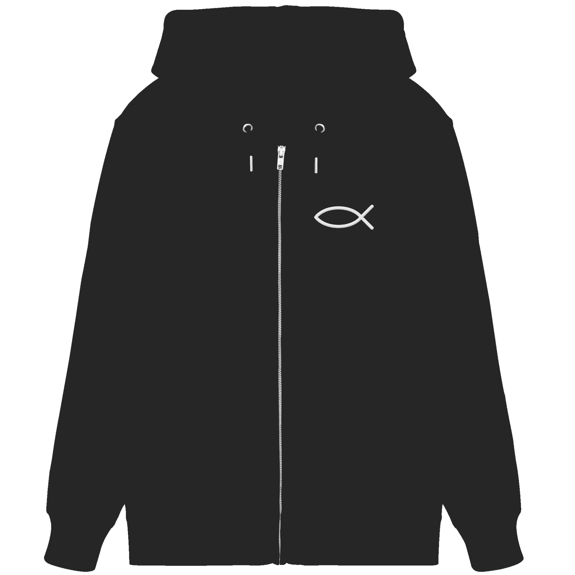 Der Ichthys – Ein zeitloses Zeichen (Stick) | Christliche Kleidung - Organic Zipper (Stick) - Jacken/ Zipper - Black - GfoitMa