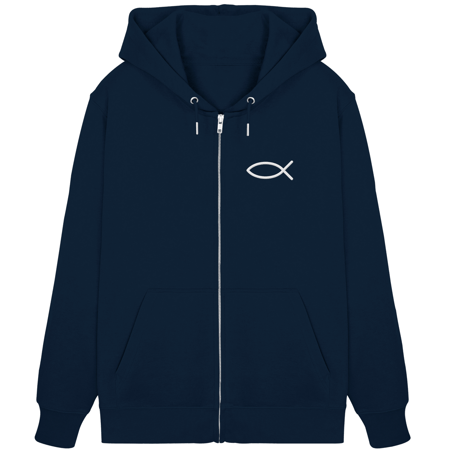 Der Ichthys – Ein zeitloses Zeichen (Stick) | Christliche Kleidung - Organic Zipper (Stick) - Jacken/ Zipper - French Navy - GfoitMa