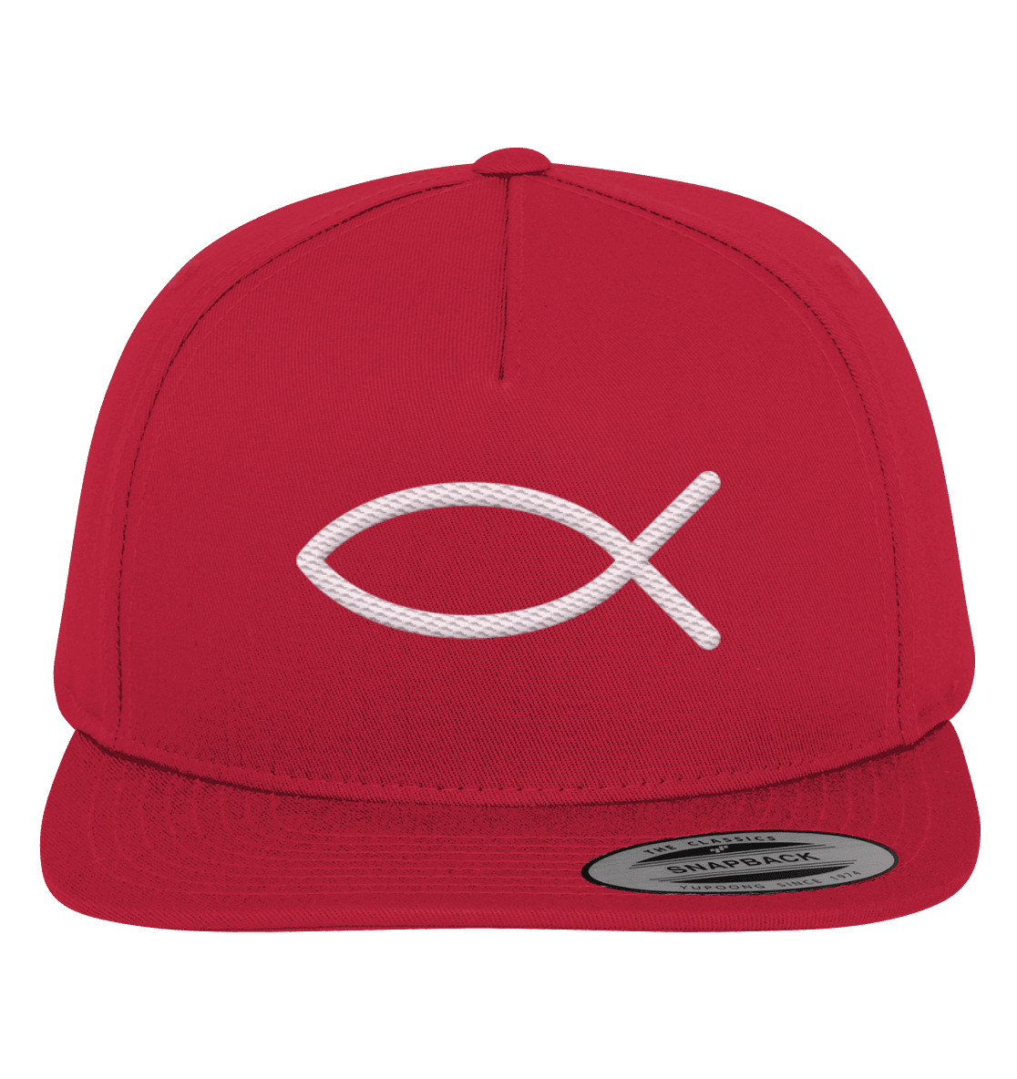 Der Ichthys – Ein zeitloses Zeichen (Stick) | Christliche Kleidung - Premium Snapback - Kappen & Mützen - Red / Green - GfoitMa