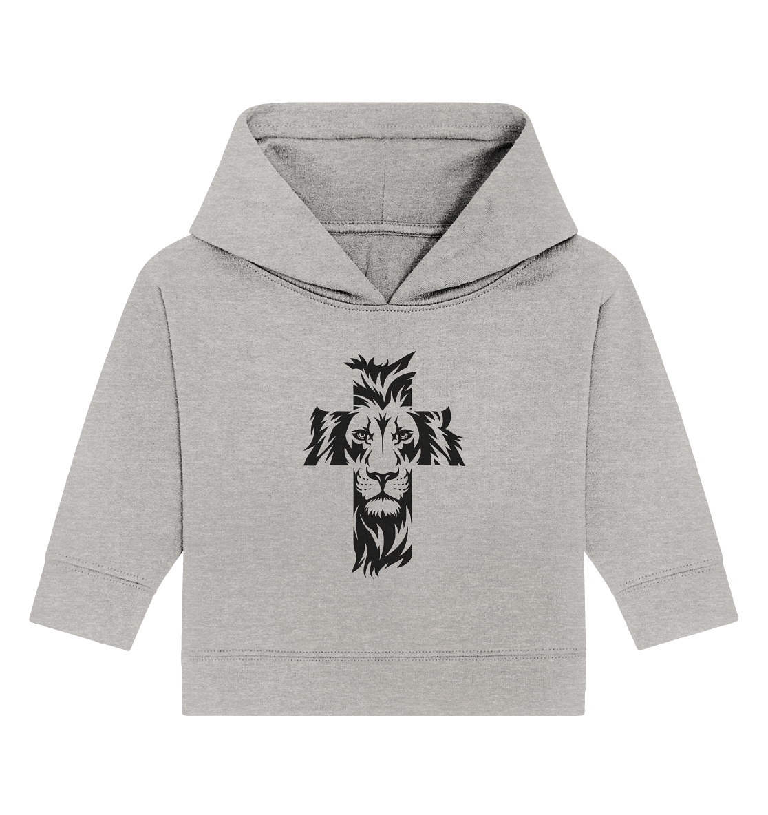 Der Löwe im Kreuz – Mut und Gnade vereint | Christliche Kleidung - Baby Organic Hoodie - Kids & Babys - Heather Grey - GfoitMa