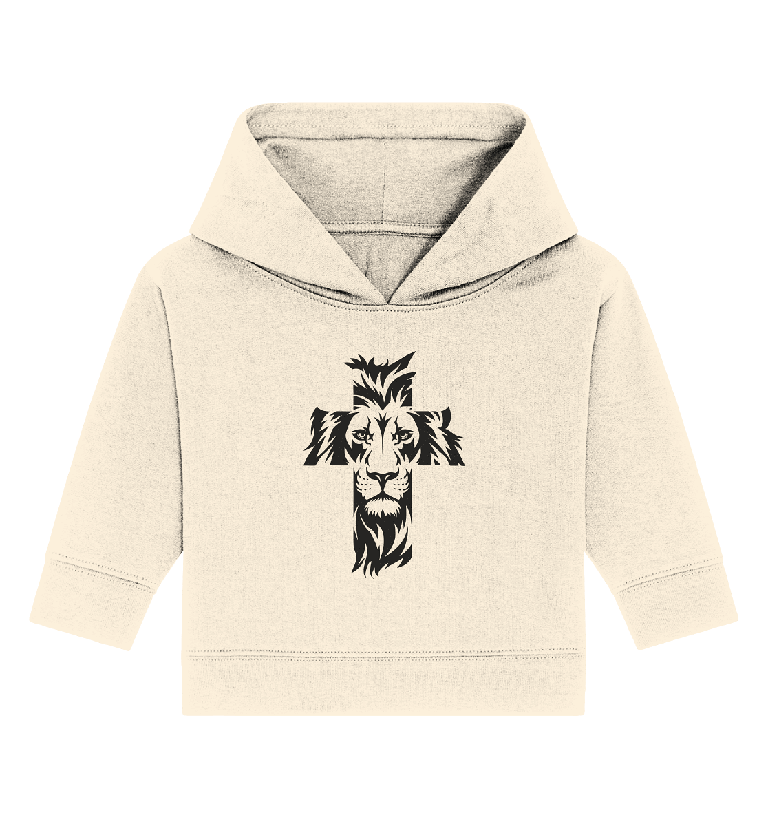 Der Löwe im Kreuz – Mut und Gnade vereint | Christliche Kleidung - Baby Organic Hoodie - Kids & Babys - Natural Raw - GfoitMa