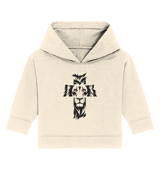 Der Löwe im Kreuz – Mut und Gnade vereint | Christliche Kleidung - Baby Organic Hoodie - Kids & Babys - Natural Raw - GfoitMa
