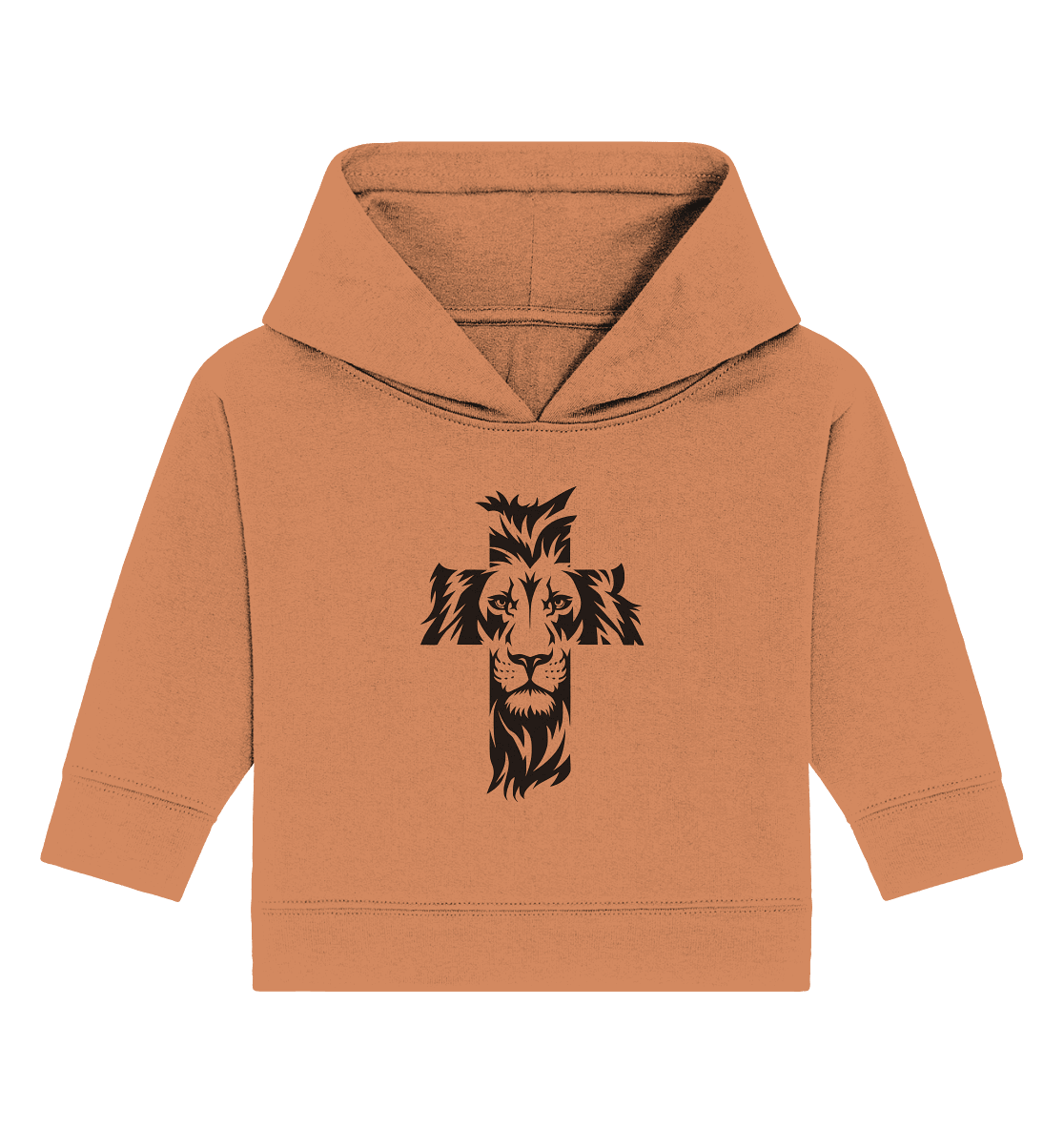 Der Löwe im Kreuz – Mut und Gnade vereint | Christliche Kleidung - Baby Organic Hoodie - Kids & Babys - Volcano Stone - GfoitMa