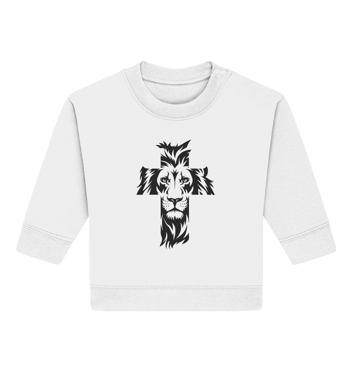 Der Löwe im Kreuz – Mut und Gnade vereint | Christliche Kleidung - Baby Organic Sweatshirt - Kids & Babys - White - GfoitMa