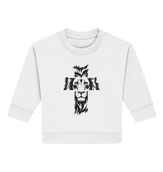 Der Löwe im Kreuz – Mut und Gnade vereint | Christliche Kleidung - Baby Organic Sweatshirt - Kids & Babys - White - GfoitMa
