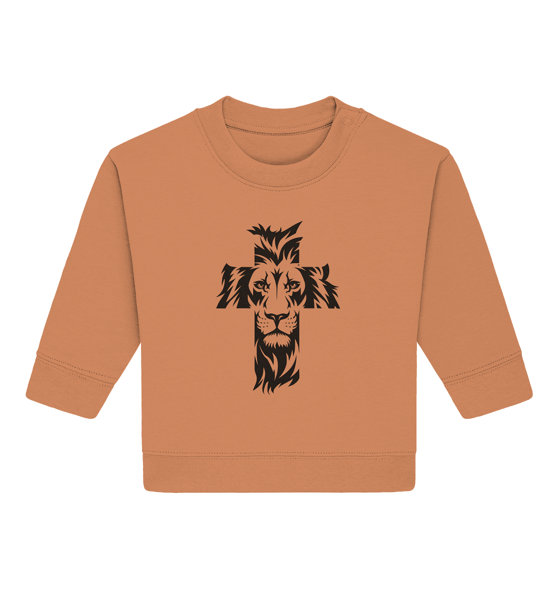Der Löwe im Kreuz – Mut und Gnade vereint | Christliche Kleidung - Baby Organic Sweatshirt - Kids & Babys - Volcano Stone - GfoitMa