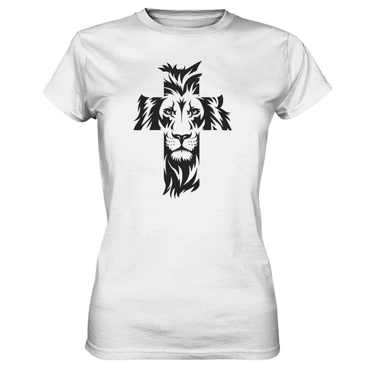 Der Löwe im Kreuz – Mut und Gnade vereint | Christliche Kleidung - Ladies Premium Shirt - Lady-Shirts - White - GfoitMa