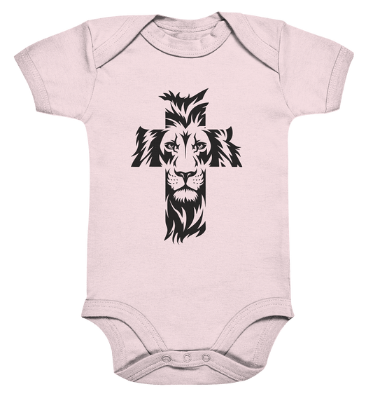 Der Löwe im Kreuz – Mut und Gnade vereint | Christliche Kleidung - Organic Baby Bodysuit - Kids & Babys - Powder Pink - GfoitMa