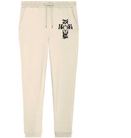 Der Löwe im Kreuz – Mut und Gnade vereint | Christliche Kleidung - Organic Jogger Pants - Hosen - Natural Raw - GfoitMa