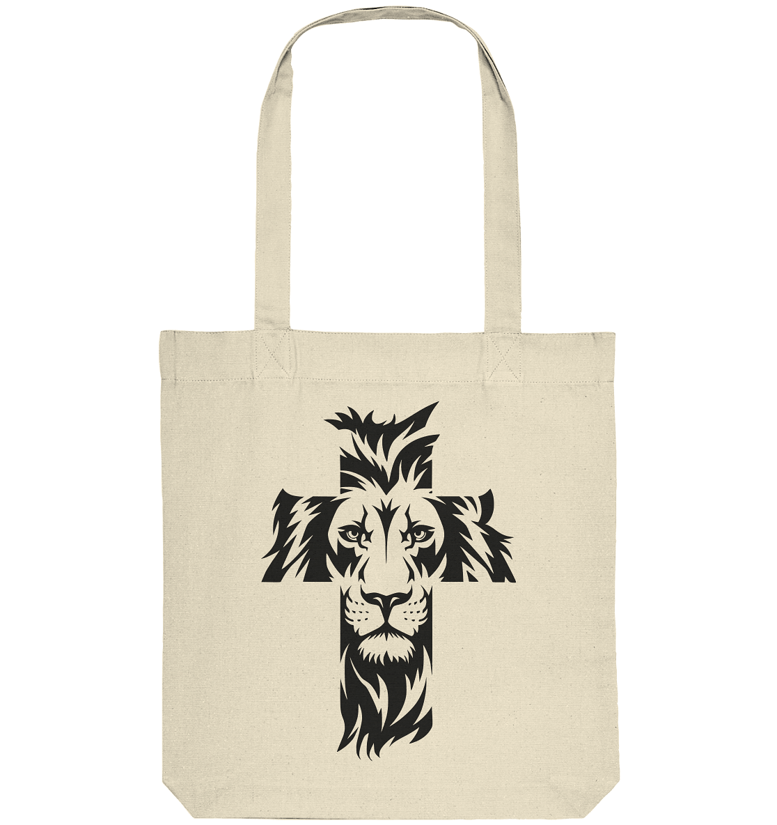 Der Löwe im Kreuz – Mut und Gnade vereint | Christliche Kleidung - Organic Tote-Bag - Taschen - Natural - GfoitMa