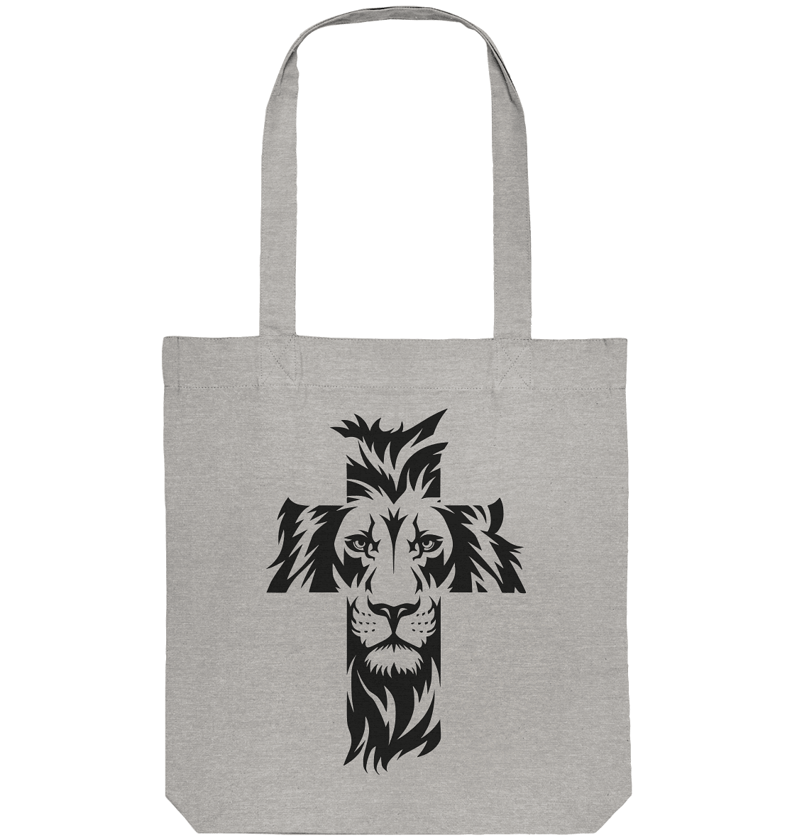 Der Löwe im Kreuz – Mut und Gnade vereint | Christliche Kleidung - Organic Tote-Bag - Taschen - Heather Grey - GfoitMa