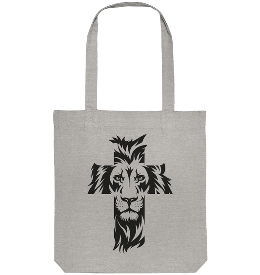 Der Löwe im Kreuz – Mut und Gnade vereint | Christliche Kleidung - Organic Tote-Bag - Taschen - Heather Grey - GfoitMa