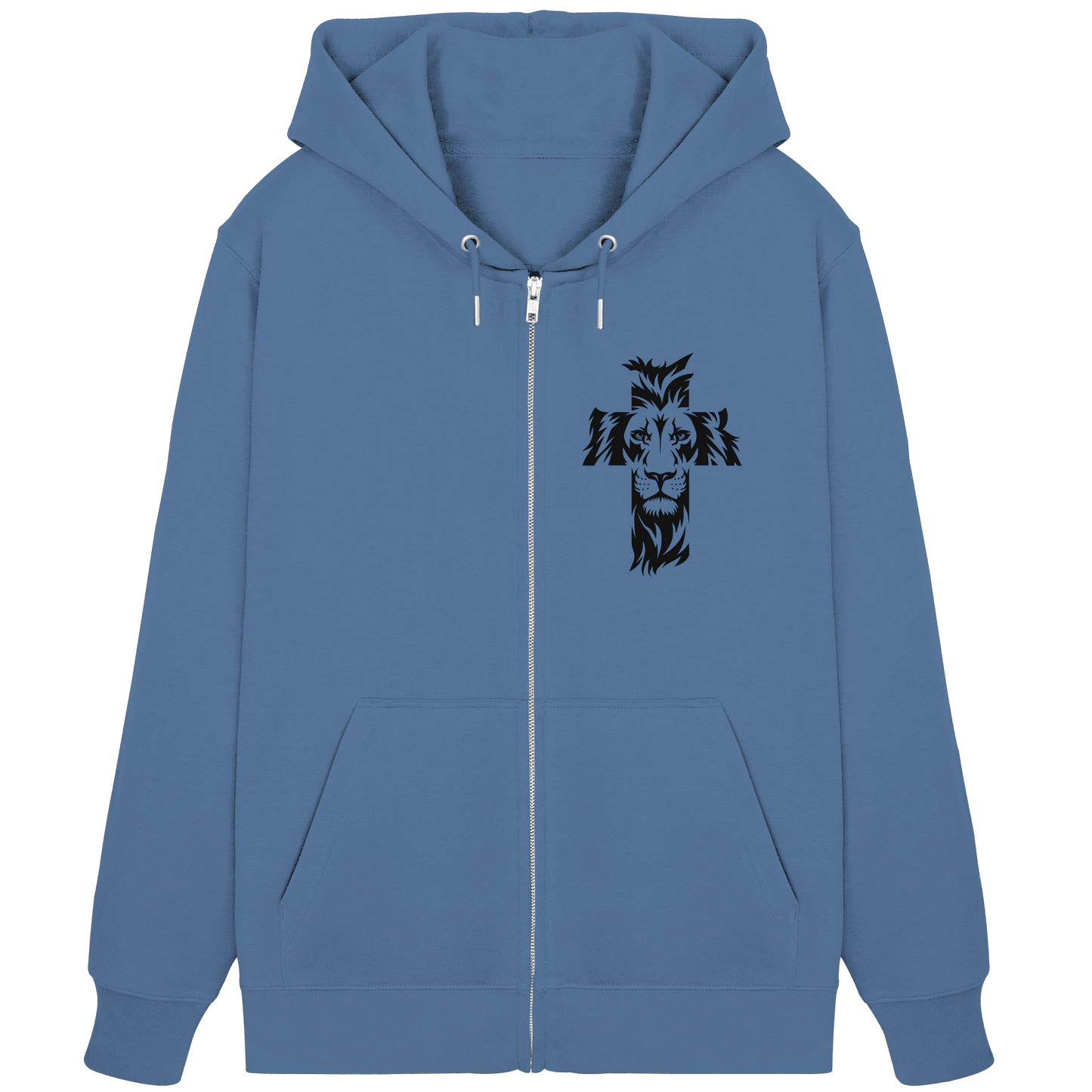 Der Löwe im Kreuz – Mut und Gnade vereint | Christliche Kleidung - Organic Zipper - Jacken/ Zipper - Bright Blue - GfoitMa