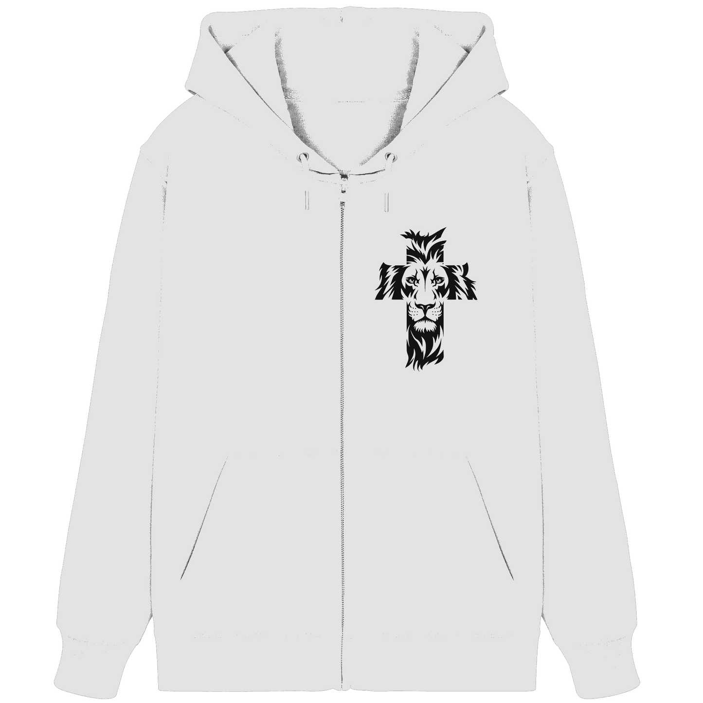 Der Löwe im Kreuz – Mut und Gnade vereint | Christliche Kleidung - Organic Zipper - Jacken/ Zipper - White - GfoitMa