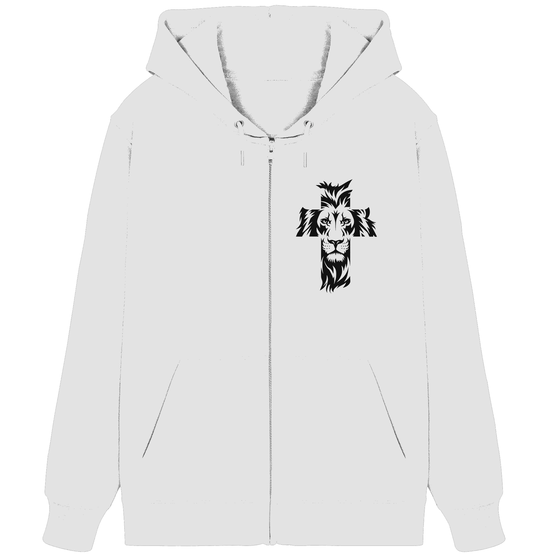 Der Löwe im Kreuz – Mut und Gnade vereint | Christliche Kleidung - Organic Zipper - Jacken/ Zipper - White - GfoitMa