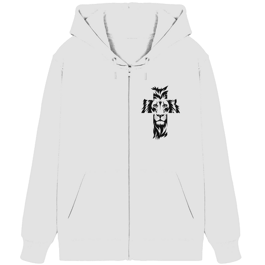Der Löwe im Kreuz – Mut und Gnade vereint | Christliche Kleidung - Organic Zipper - Jacken/ Zipper - White - GfoitMa
