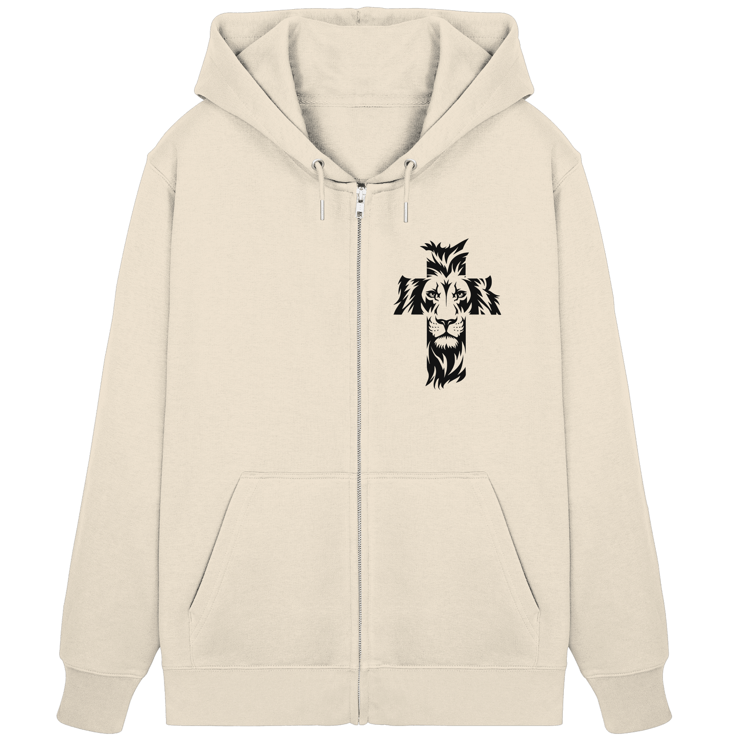Der Löwe im Kreuz – Mut und Gnade vereint | Christliche Kleidung - Organic Zipper - Jacken/ Zipper - Natural Raw - GfoitMa