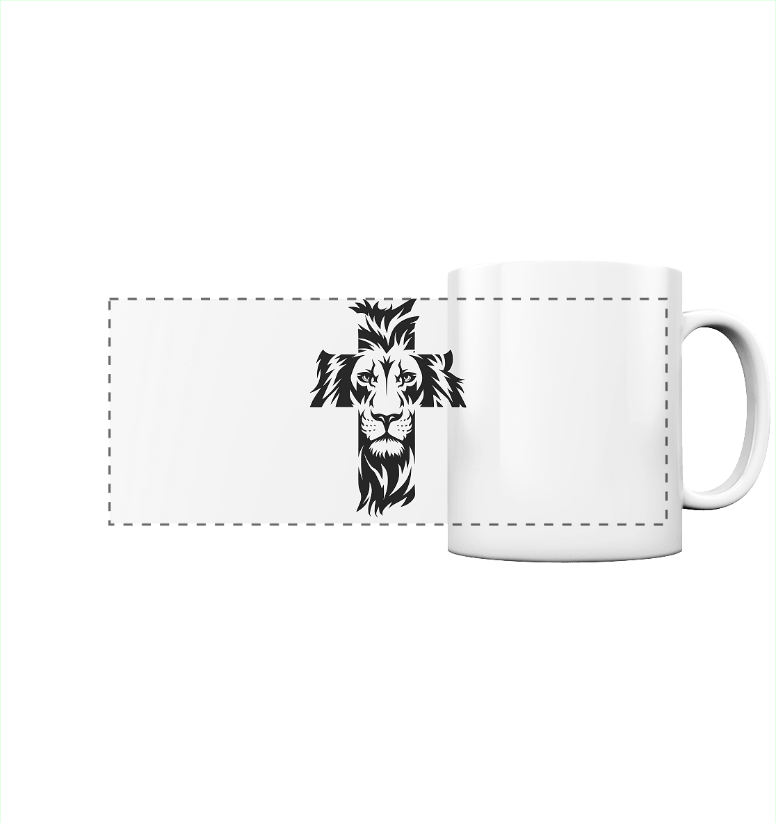 Der Löwe im Kreuz – Mut und Gnade vereint | Christliche Kleidung - Panorama Tasse - Trinkgefäße - White glossy - GfoitMa