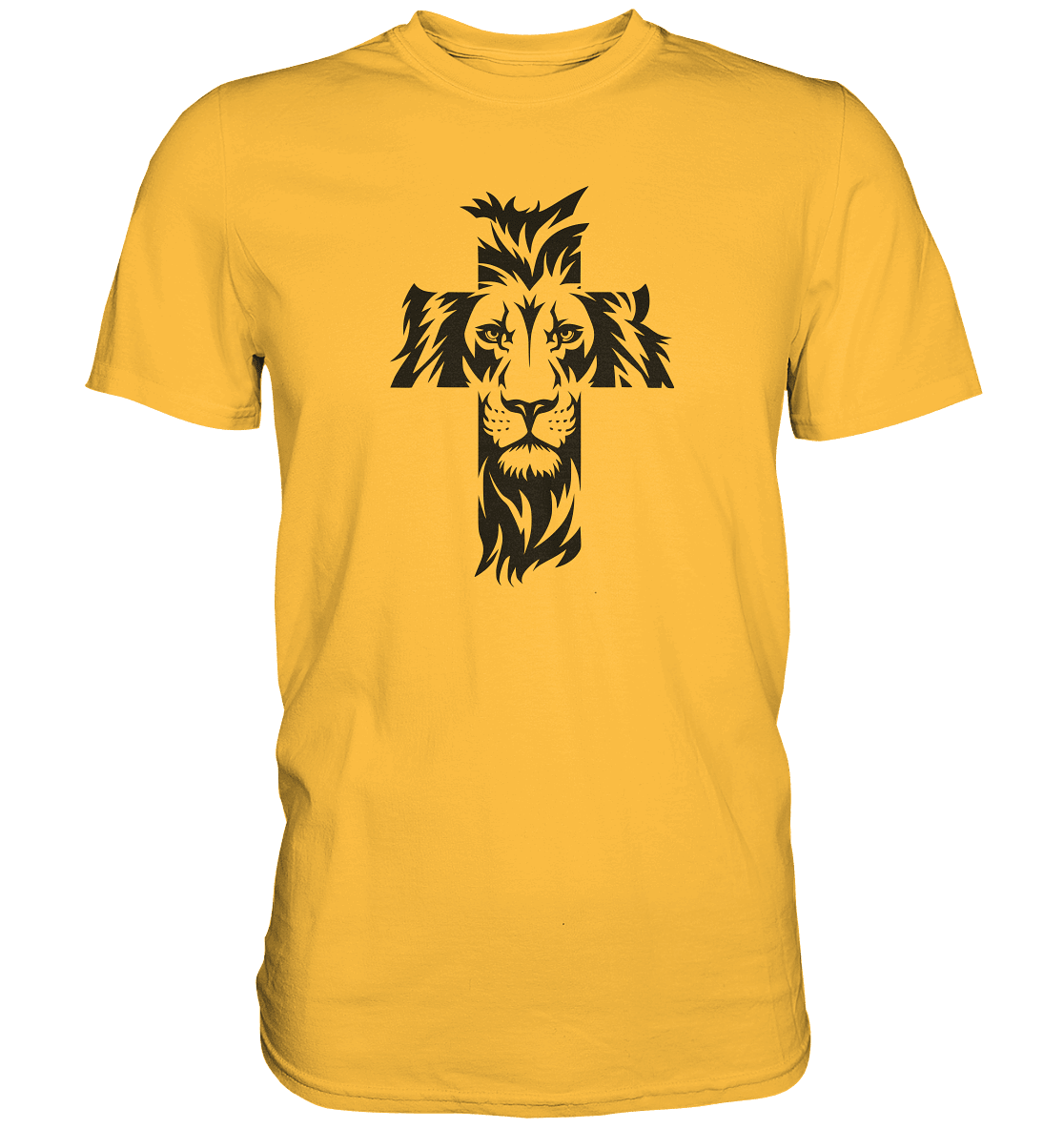 Der Löwe im Kreuz – Mut und Gnade vereint | Christliche Kleidung - Premium Shirt - Unisex-Shirts - Gold - GfoitMa