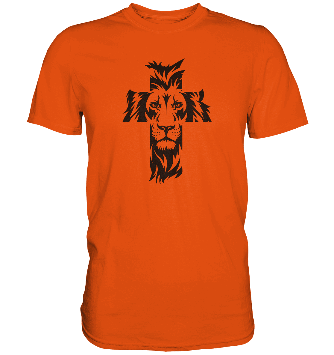 Der Löwe im Kreuz – Mut und Gnade vereint | Christliche Kleidung - Premium Shirt - Unisex-Shirts - Orange - GfoitMa