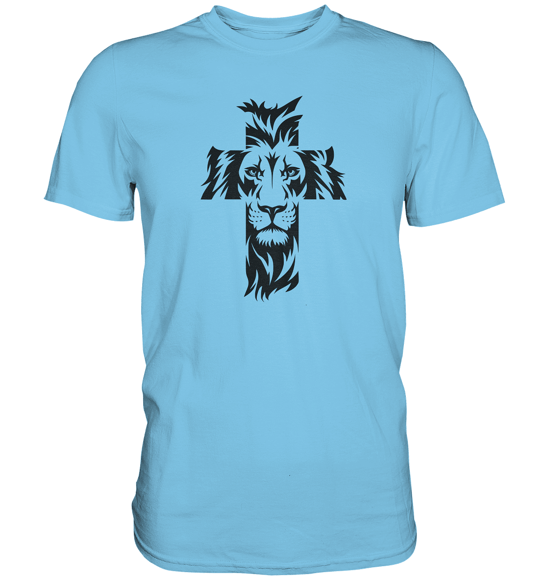 Der Löwe im Kreuz – Mut und Gnade vereint | Christliche Kleidung - Premium Shirt - Unisex-Shirts - Sky Blue - GfoitMa